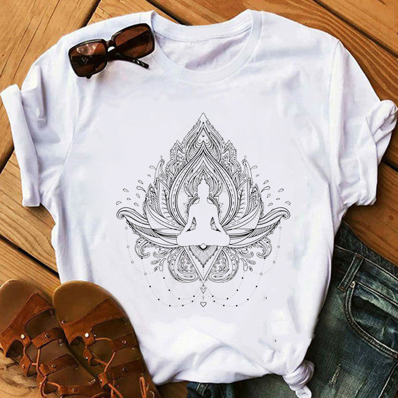 Buddha Wheel Meditation Print Short Sleeve