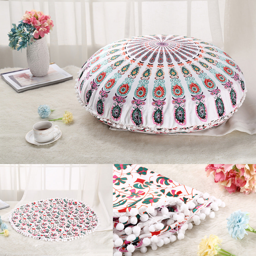 Colorful Mandala Floor Pillows Ottoman Round Bohemian Meditation Cushion Pillow Pouf