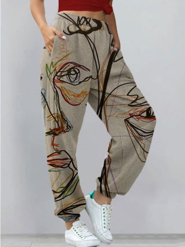 Women's Harem Pants Print Yoga Boho Sports Trousers With Pockets